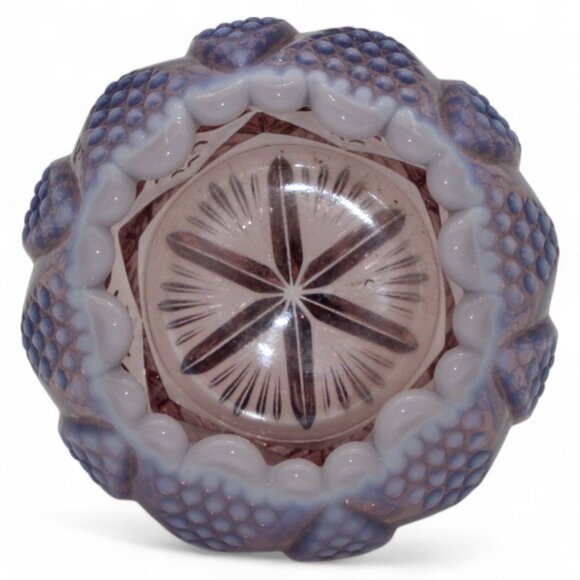 EAPG Geometric Pattern Opalescent Decorative Rose Bowl Glass Purple - Picture 5 of 6